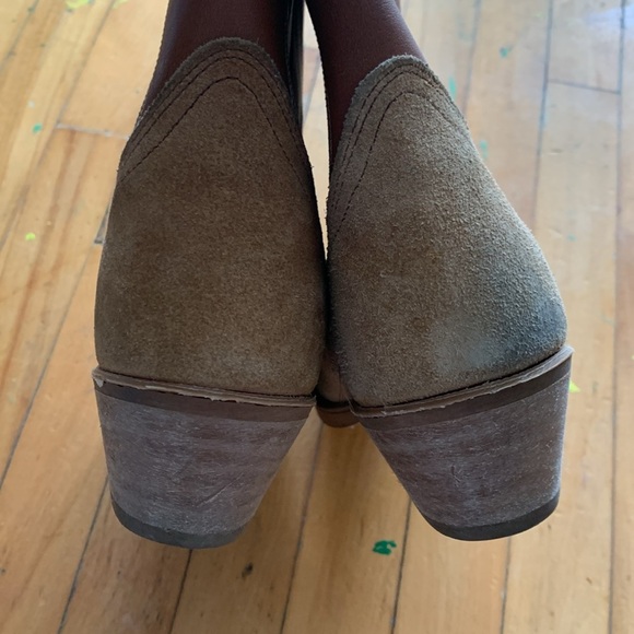 Vintage Acme men suede dingo Brown and Tan Western Cowboy Boots - Picture 4 of 8